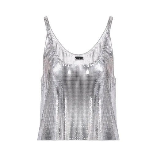 Sleeveless Metallic Mesh Tank Top