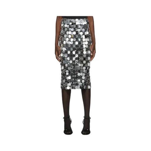 Mirror-Effect Sequin Midi Skirt