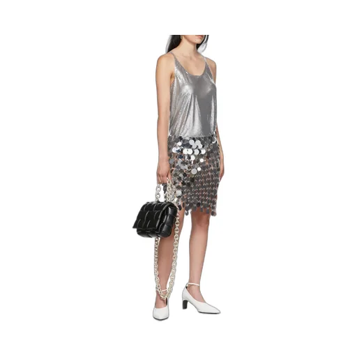 Sleeveless Metallic Mesh Tank Top
