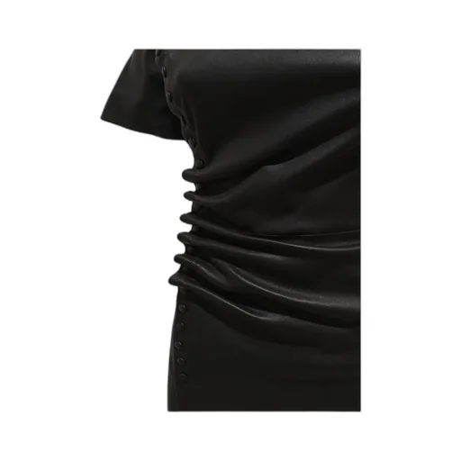Short Gathered Leather Dress