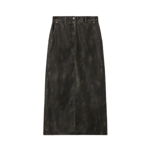 Curved Logo Coated Long Skirt