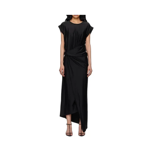 Gathered-Detail Draped Midi Dress