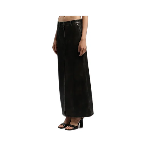 Curved Logo Coated Long Skirt
