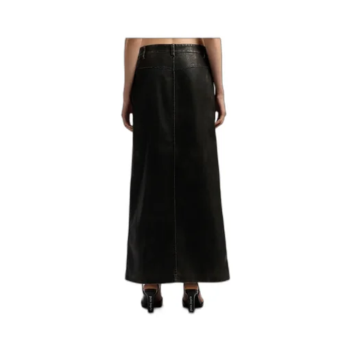 Curved Logo Coated Long Skirt
