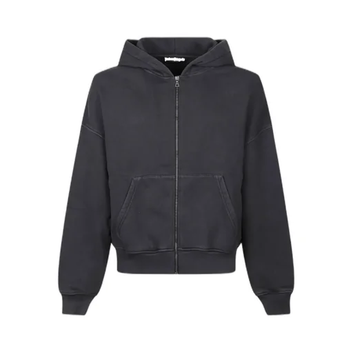 Curved Logo Printed Zipped Hoodie