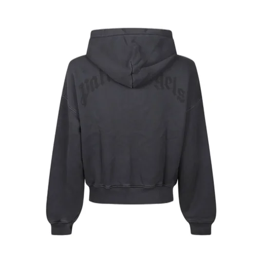 Curved Logo Printed Zipped Hoodie
