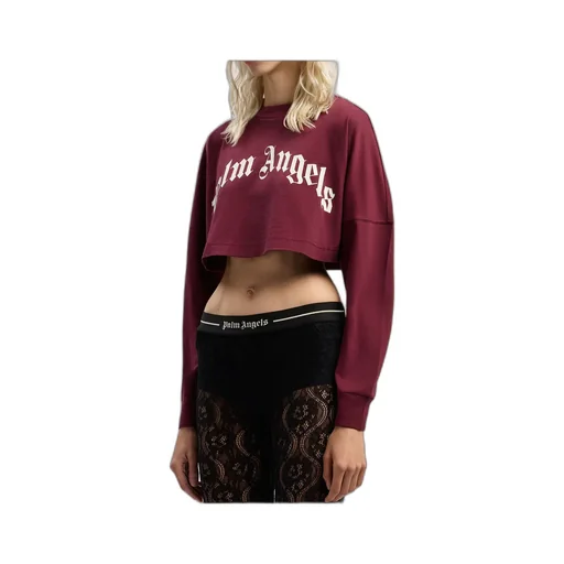 Curved Logo Printed Cropped Top