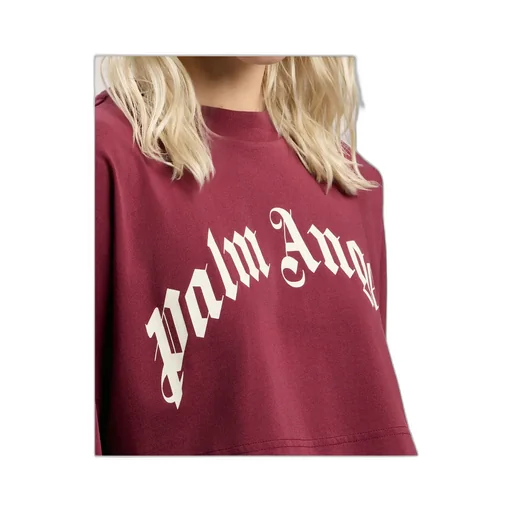 Curved Logo Printed Cropped Top