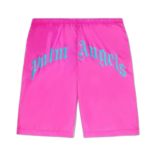 Curved Logo Elastic Waist Swim Shorts