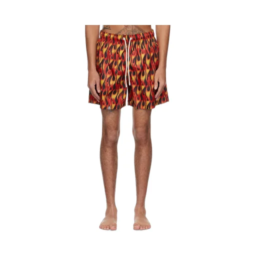 Flame-Print Swim Shorts