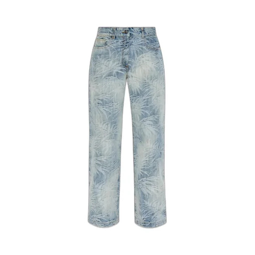 Palm Printed Straight Leg Jeans