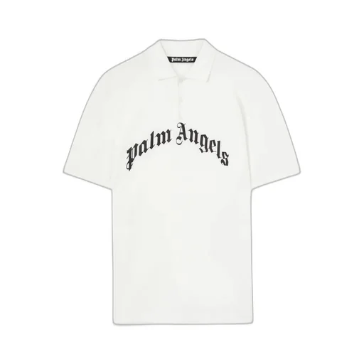 Curved Logo Embroidered Polo Shirt