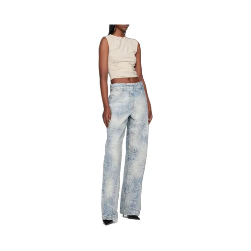Palm Printed Straight Leg Jeans