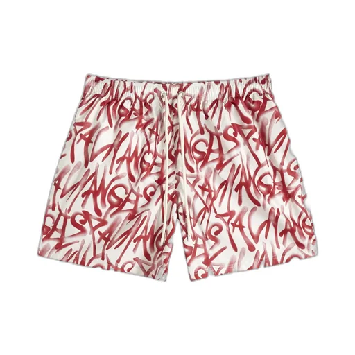 Graffiti Printed Drawstring Swim Shorts