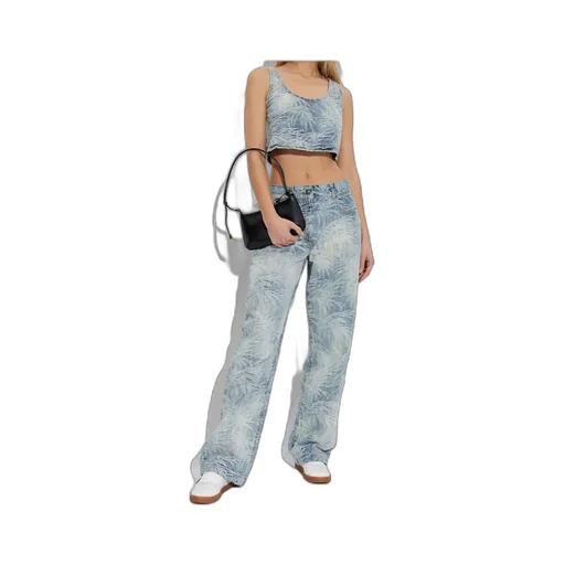 Palm Printed Straight Leg Jeans