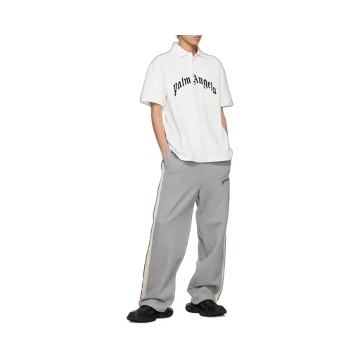 Curved Logo Embroidered Polo Shirt