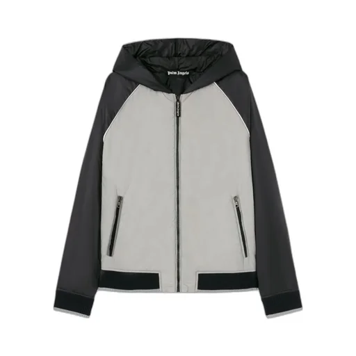 Curved Logo Printed Zipped Windbreaker