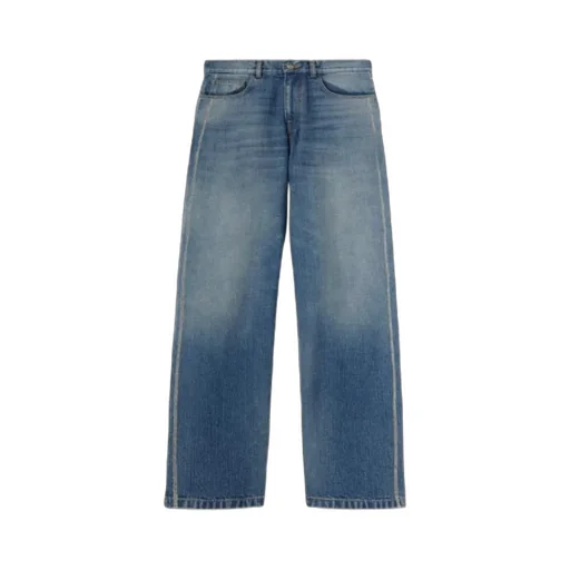 Lasered Curved Logo Jeans
