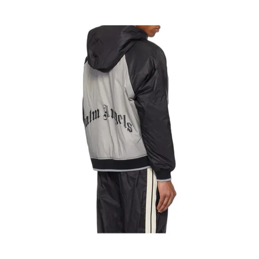 Curved Logo Printed Zipped Windbreaker