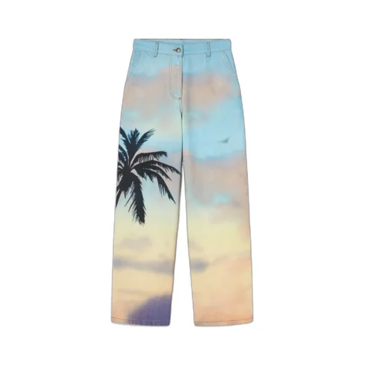 Sunrise Palm Printed Jeans