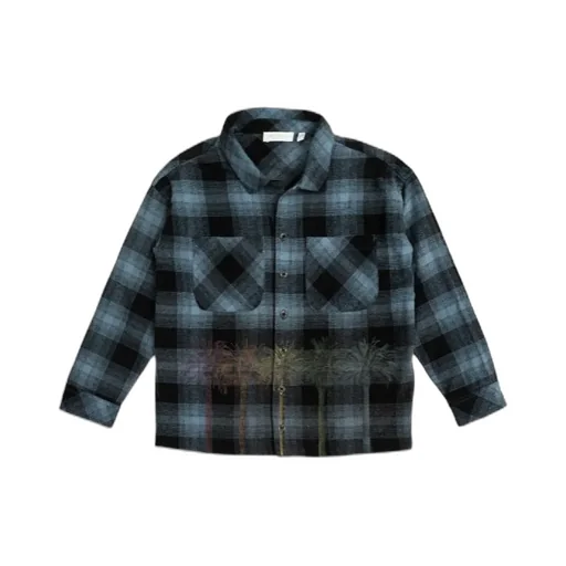 Logo-Printed Checked Buttoned Flannel Shirt