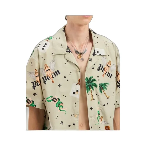 All-Over Graphic Printed Bowling Shirt