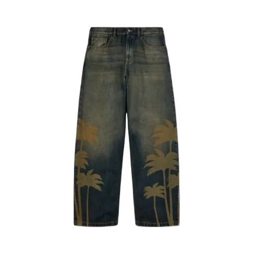 Laser Palm Wide Leg Jeans