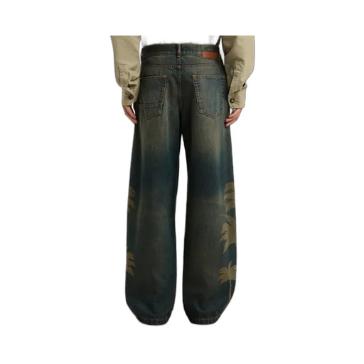 Laser Palm Wide Leg Jeans
