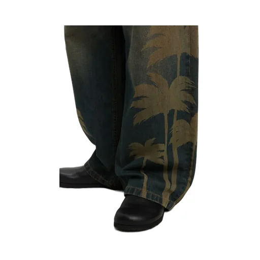 Laser Palm Wide Leg Jeans