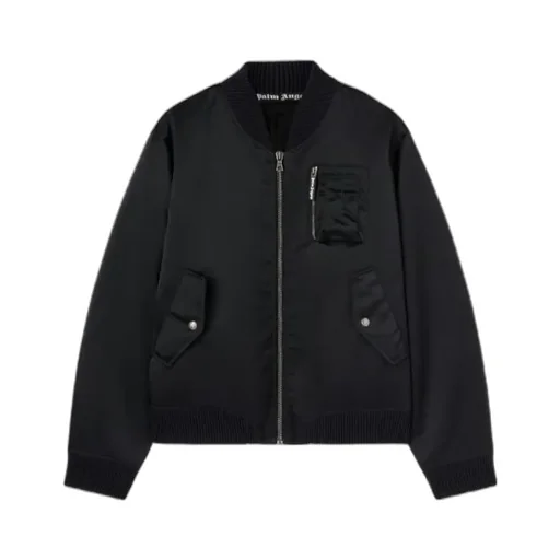 Curved Logo Zipped Bomber Jacket