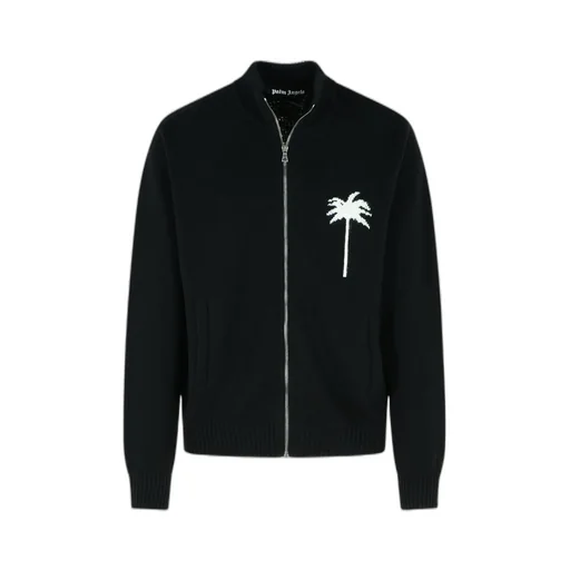 Palm Intarsia Zip-Up Knitted Cardigan