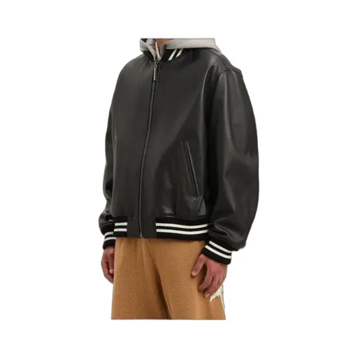 Curved Logo Zipped Bomber Jacket