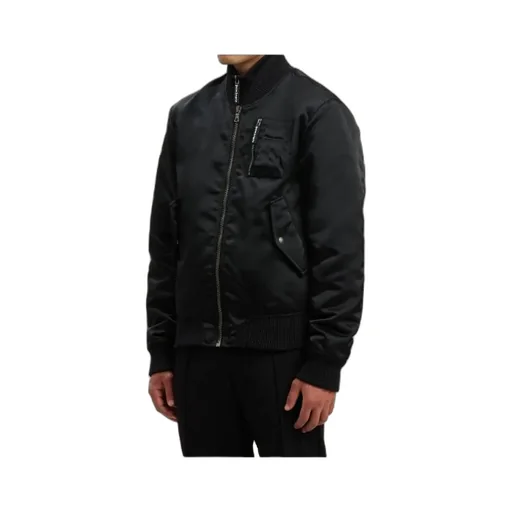 Curved Logo Zipped Bomber Jacket