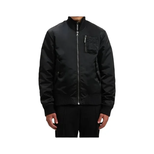 Curved Logo Zipped Bomber Jacket