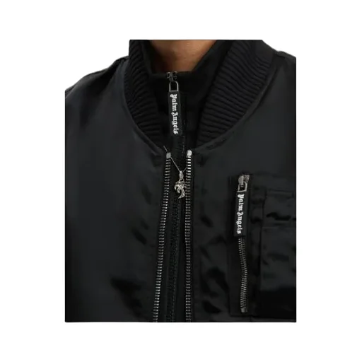 Curved Logo Zipped Bomber Jacket