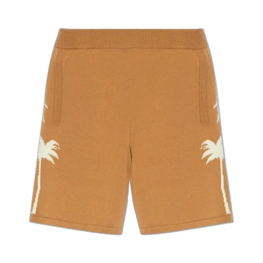 Palm Tree Intarsia Elastic Waist Knitted Shorts