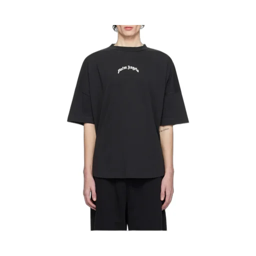 Curved-Logo Crewneck T-Shirt