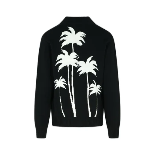 Palm Intarsia Zip-Up Knitted Cardigan