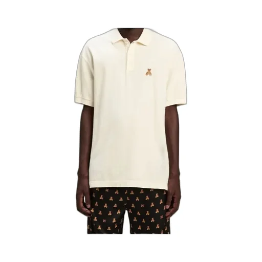 Bear Embroidered Short-Sleeved Polo Shirt