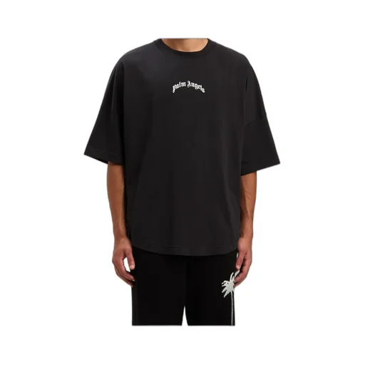 Curved-Logo Crewneck T-Shirt