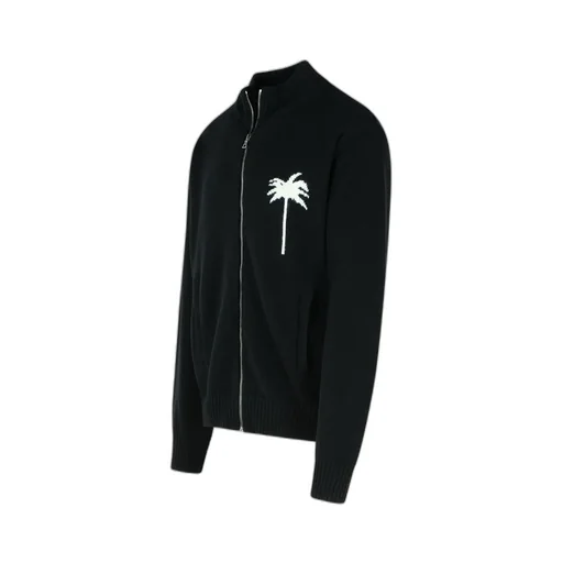 Palm Intarsia Zip-Up Knitted Cardigan