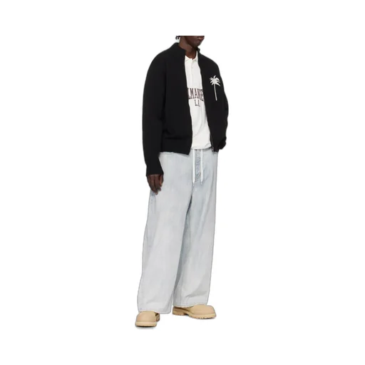 Palm Intarsia Zip-Up Knitted Cardigan