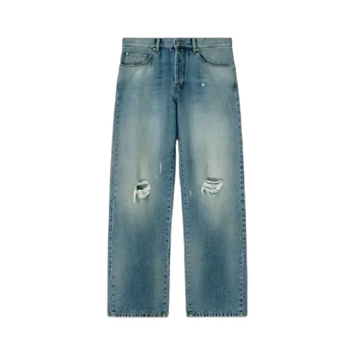 Straight Leg Ripped Jeans