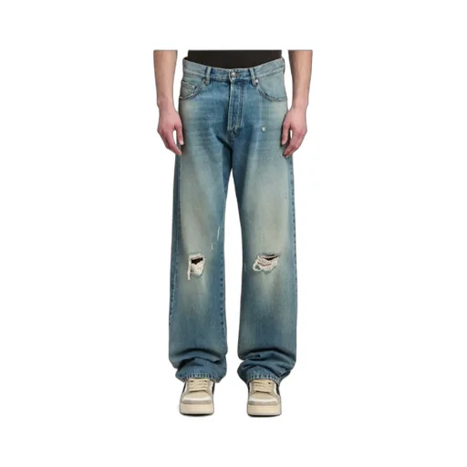 Straight Leg Ripped Jeans