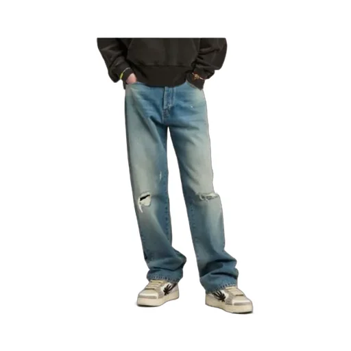 Straight Leg Ripped Jeans