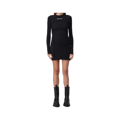 Logo Embroidered Long-Sleeved Dress