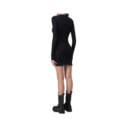 Logo Embroidered Long-Sleeved Dress