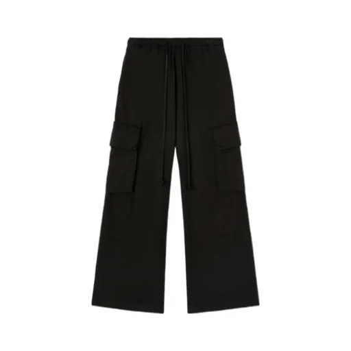 Low-Rise Drawstring Wide-Leg Cargo Trousers