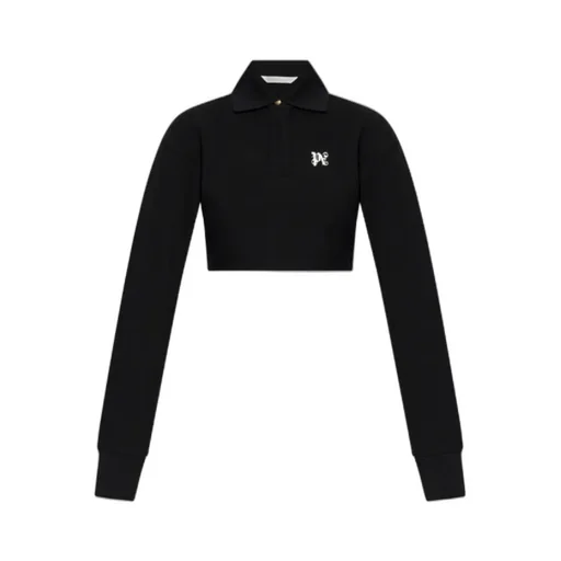 Pa Monogram Embroidered Cropped Polo Shirt