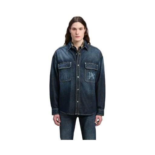 Logo Printed Drop Shoulder Denim Shirt